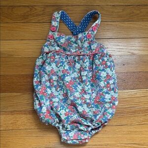 Baby Boden Floral Bubble Romper for Kids - Coral, Blue & Green